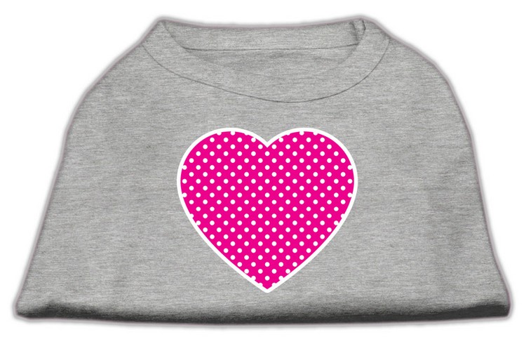 Pink Swiss Dot Heart Screen Print Shirt Grey Lg